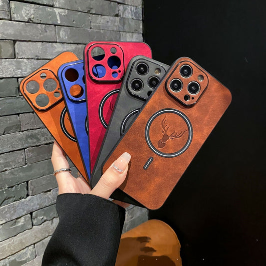 Coque Cuir Magnétique Cerf – Iphone séries 16 La Coqueria