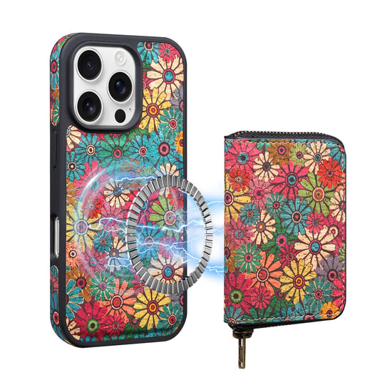 Coque Florale Pochette Zippée, Style Vintage & Anti-Vol - Iphone séries 12 à 17 La Coqueria