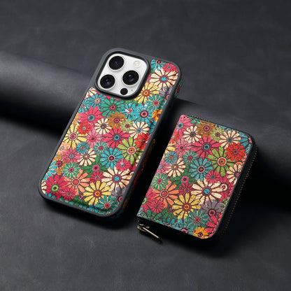 Coque Florale Pochette Zippée, Style Vintage & Anti-Vol - Iphone séries 12 à 17  La Coqueria
