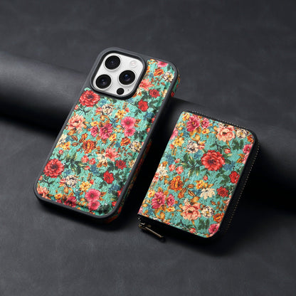 Coque Florale Pochette Zippée, Style Vintage & Anti-Vol - Iphone séries 12 à 17  La Coqueria