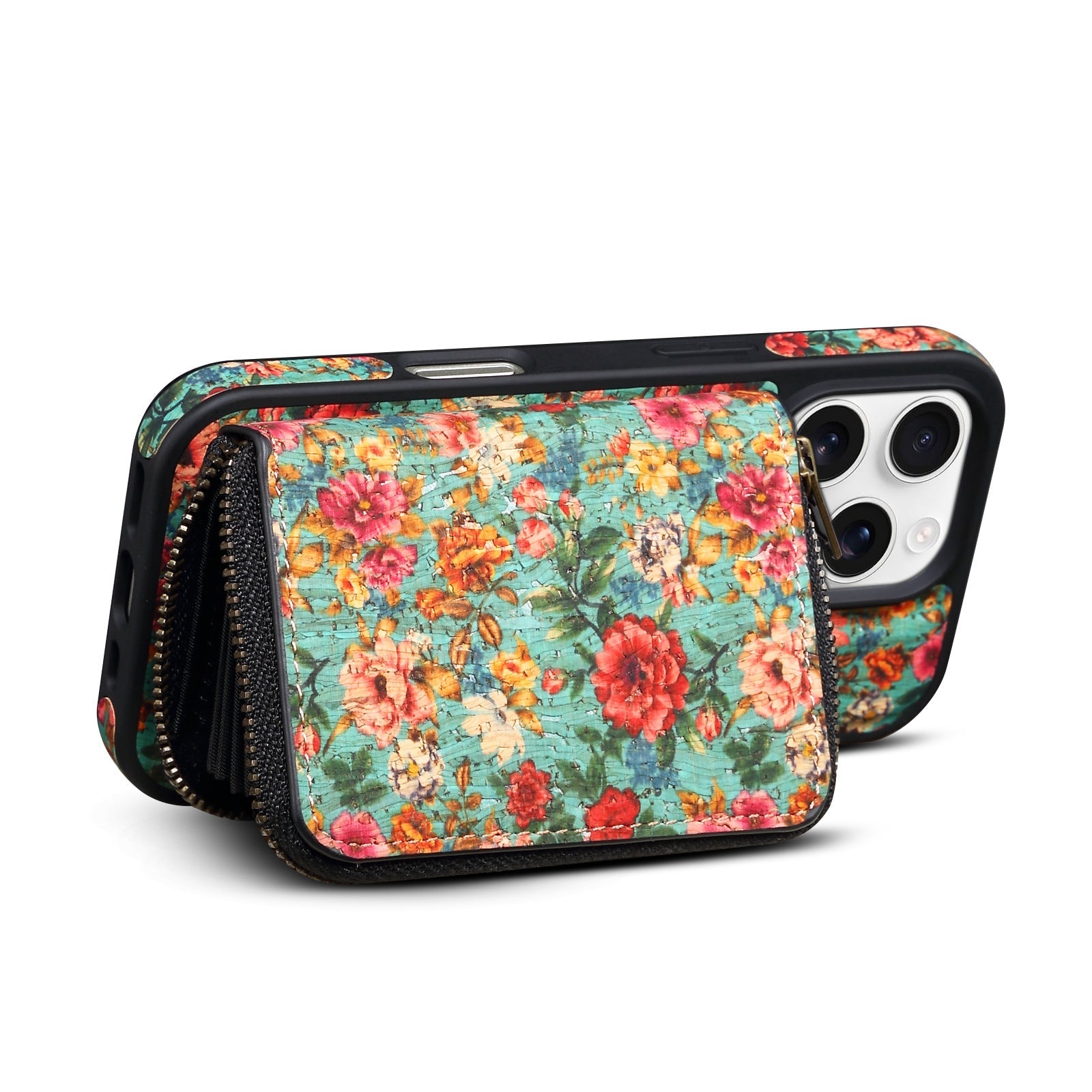 Coque Florale Pochette Zippée, Style Vintage & Anti-Vol - Iphone séries 12 à 17  La Coqueria