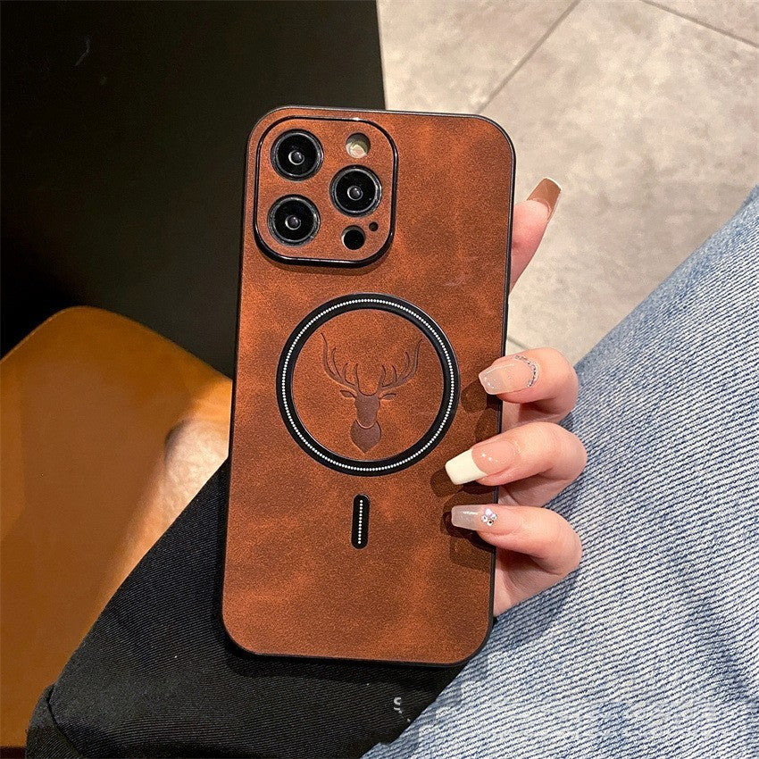 Coque Cuir Magnétique Cerf – Iphone séries 16  La Coqueria