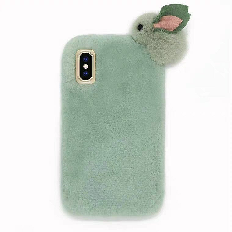 Coque Fourrure Lapin avec Pompon – Housse Douce et Hivernale pour Iphone  La Coqueria