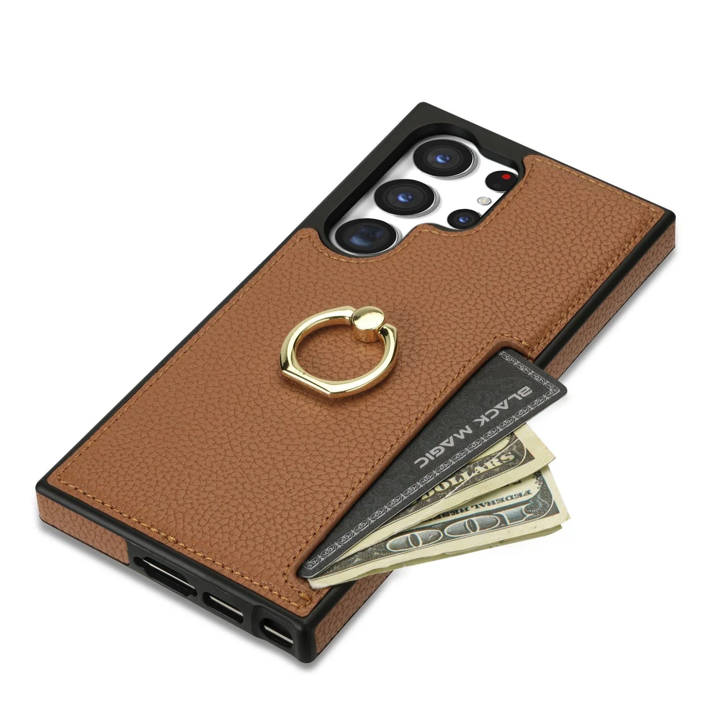 Coque Premium avec Anneau et Porte-Carte – Finition Lisse Effet Cuir pour Samsung séries A et S  La Coqueria