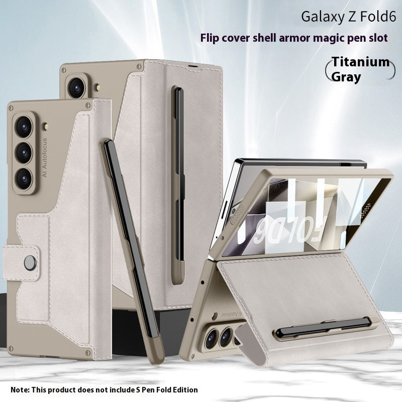 Coque Z Fold6 « Armor Flip » en Cuir Premium avec Support & Porte-Stylet  La Coqueria