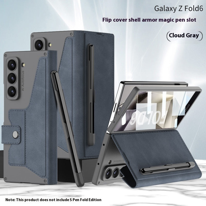Coque Z Fold6 « Armor Flip » en Cuir Premium avec Support & Porte-Stylet  La Coqueria