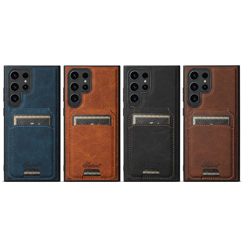 Coque en Cuir Vintage avec Porte-Carte – Étui Élégant pour Samsung S séries  La Coqueria