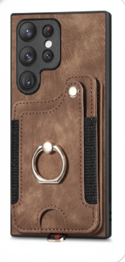 Coque Portefeuille Cuir Vintage avec Support Anneau – Samsung séries S et A  La Coqueria