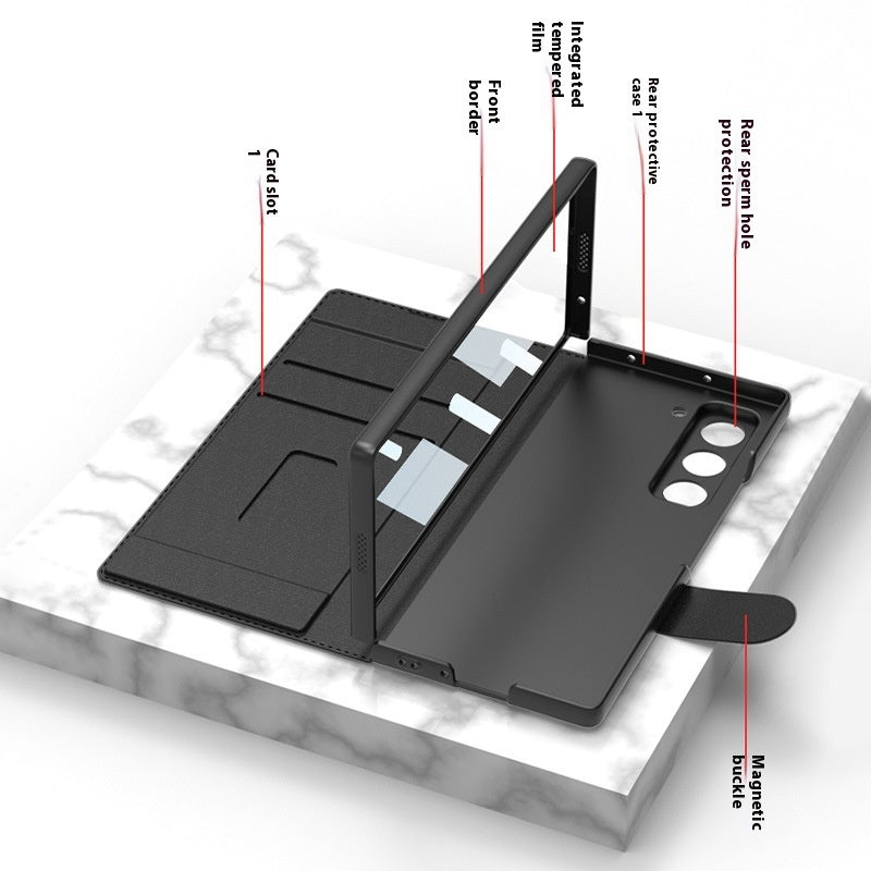Coque Z Fold6 « Armor Flip » en Cuir Premium avec Support & Porte-Stylet  La Coqueria