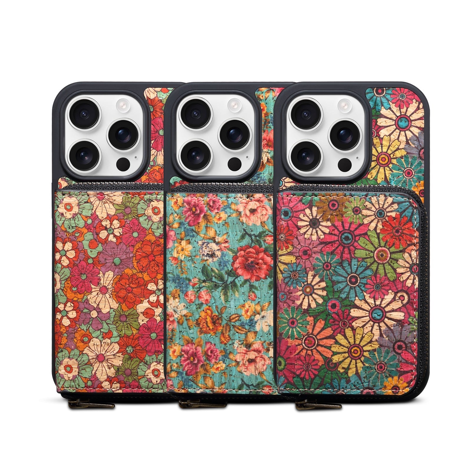 Coque Florale Pochette Zippée, Style Vintage & Anti-Vol - Iphone séries 12 à 17  La Coqueria