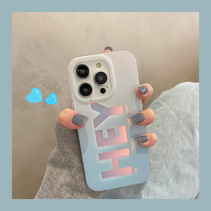 Coque “HEY” Dégradé Pastel pour Inspiration Positive - iPhone séries  La Coqueria