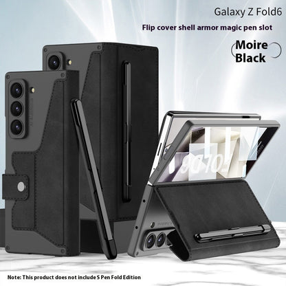 Coque Z Fold6 « Armor Flip » en Cuir Premium avec Support & Porte-Stylet  La Coqueria