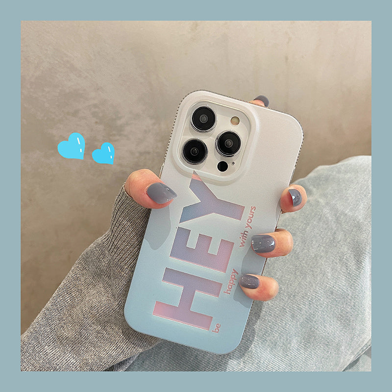 Coque “HEY” Dégradé Pastel pour Inspiration Positive - iPhone séries  La Coqueria