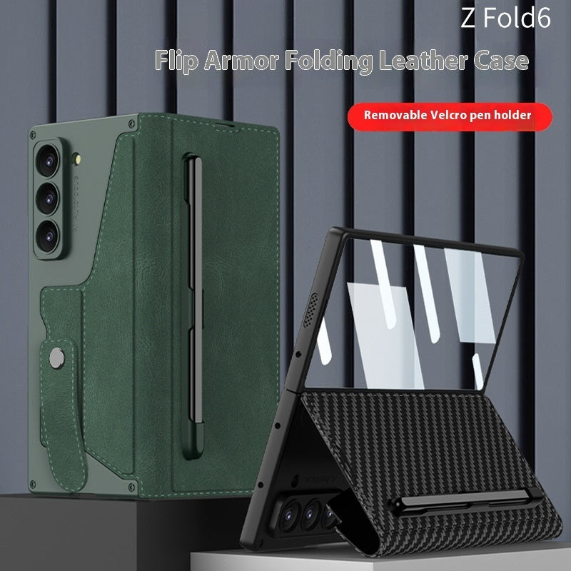 Coque Z Fold6 « Armor Flip » en Cuir Premium avec Support & Porte-Stylet  La Coqueria